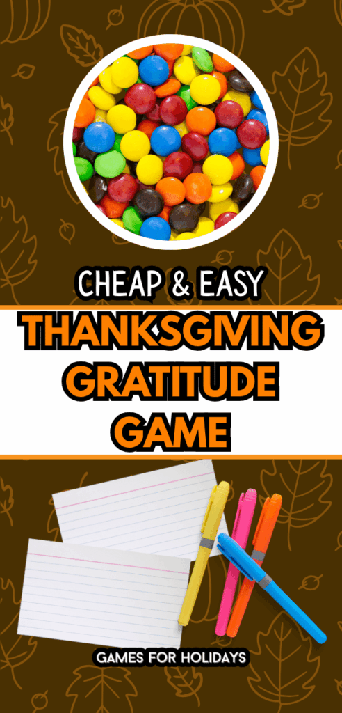 Thanksgiving party game supplies with text overlay cheap & easy Thanksgiving gratitude game for Thanksgiving games