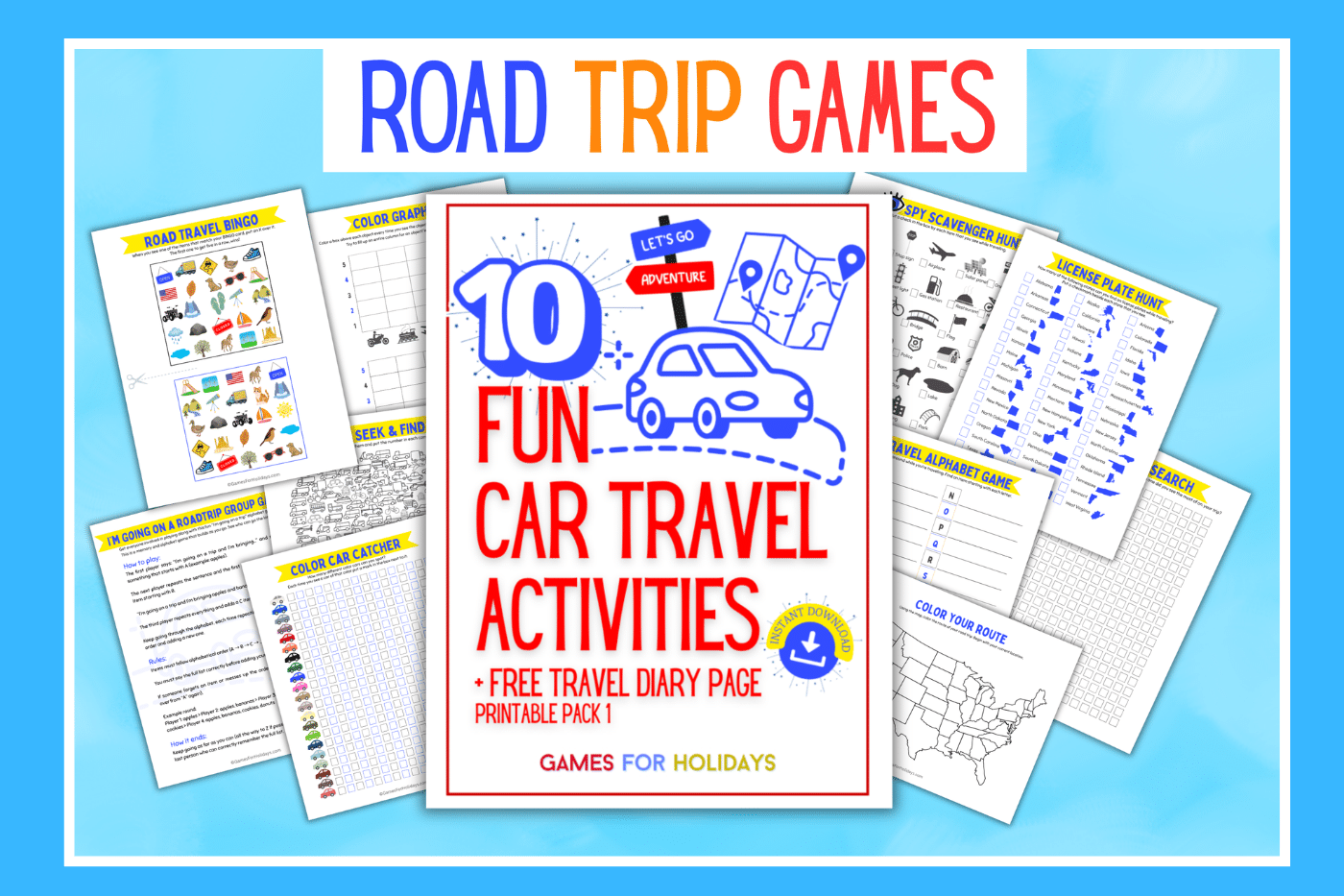 Kids Road Trip Games Printable Travel Activities - different car trip games for kids